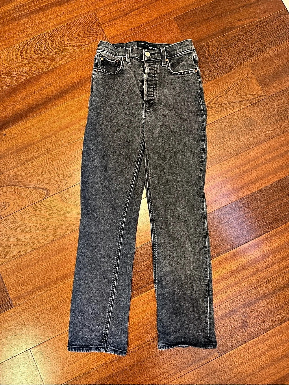 AGOLDE Riley High Rise Straight Crop Straight Leg Gray Jeans Like New